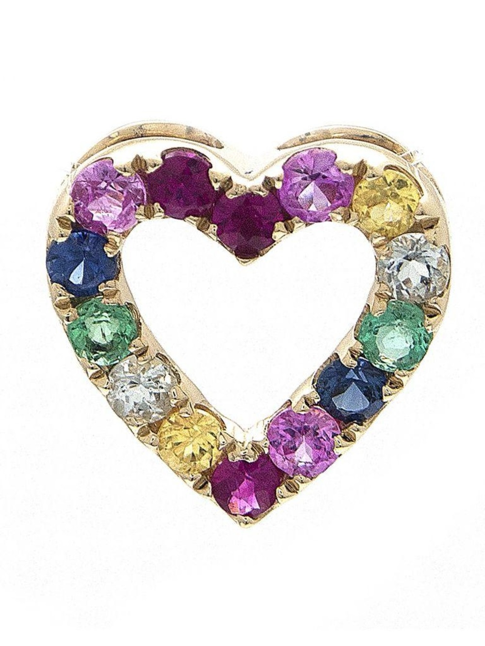 14K Real Solid Yellow Gold Natural Rainbow Multi-Gemstone Pendant 11.05×11.10mm